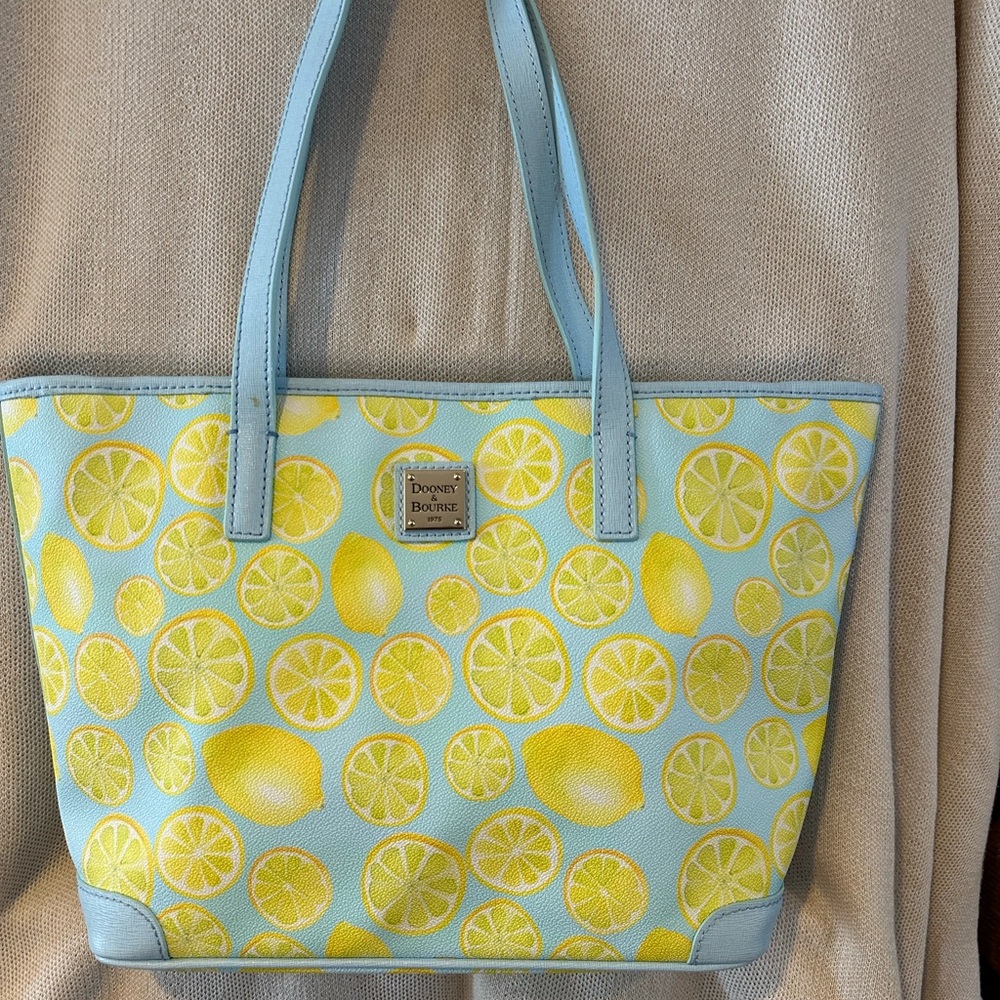 Dooney & Bourke Lemon Charleston Sky Blue Tote (Limited Edition)